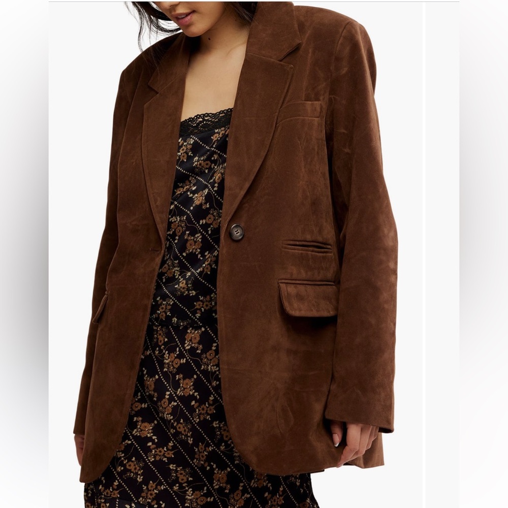 Free People Paper cut faux Suede Blazer